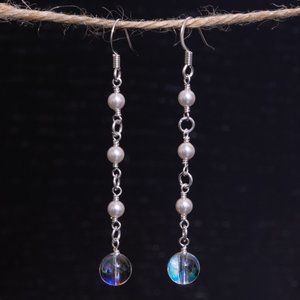 Handmade Pearl & Crystal Globe Drop Earrings